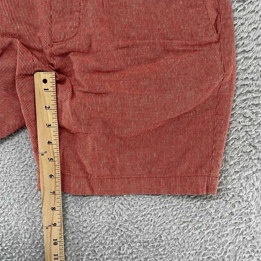 Banana Republic Linen Shorts Mens 32 Red Stripe Chino 7 Inch Summer Beach